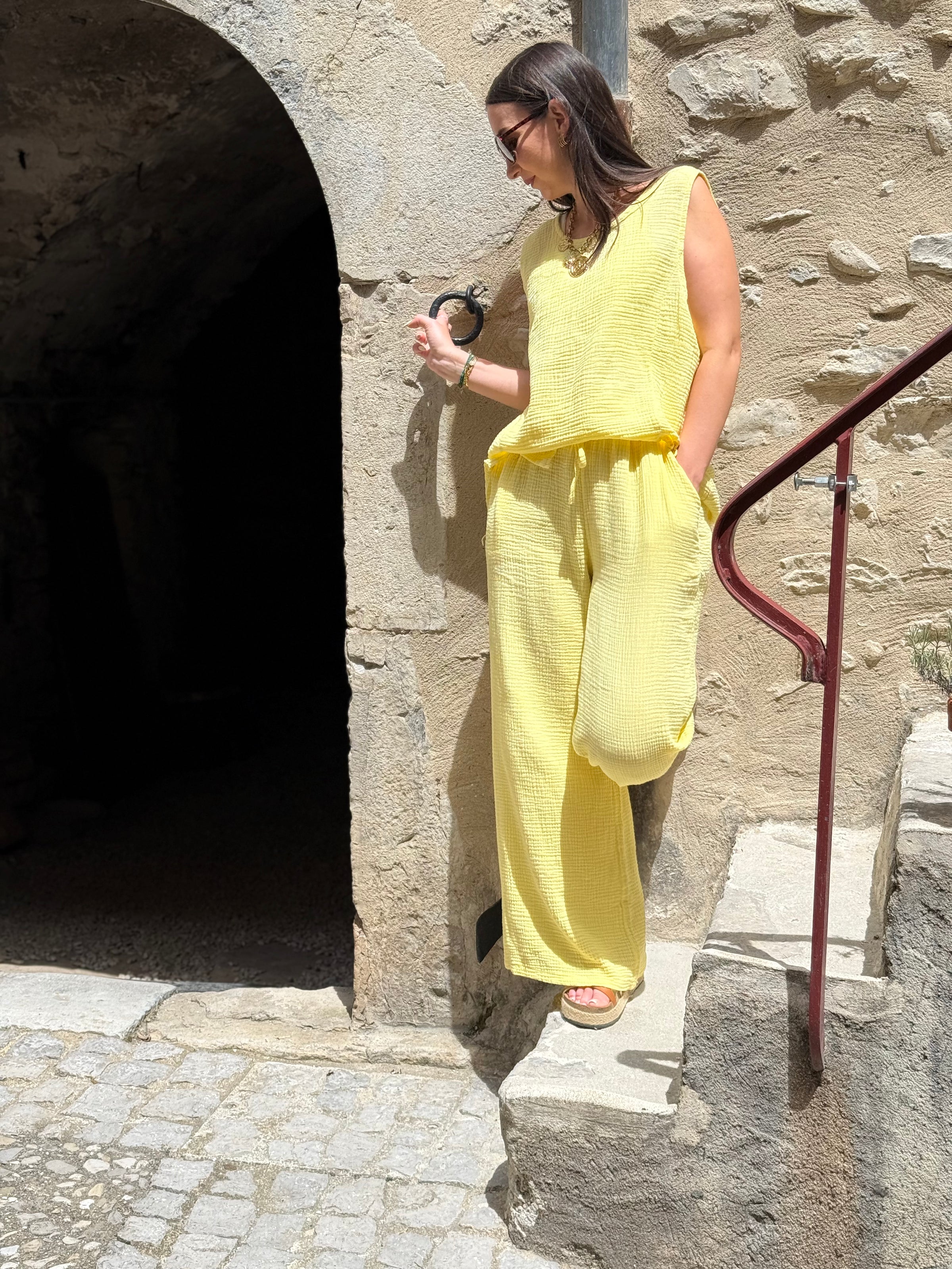 Ensemble Gaze De Coton PABLO Jaune Clair