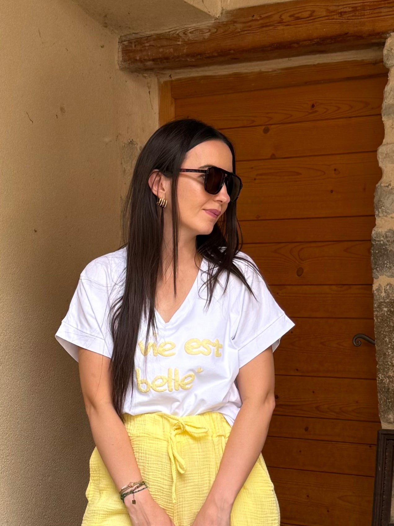 T-Shirt Imprimé La Vie Est Belle Jaune