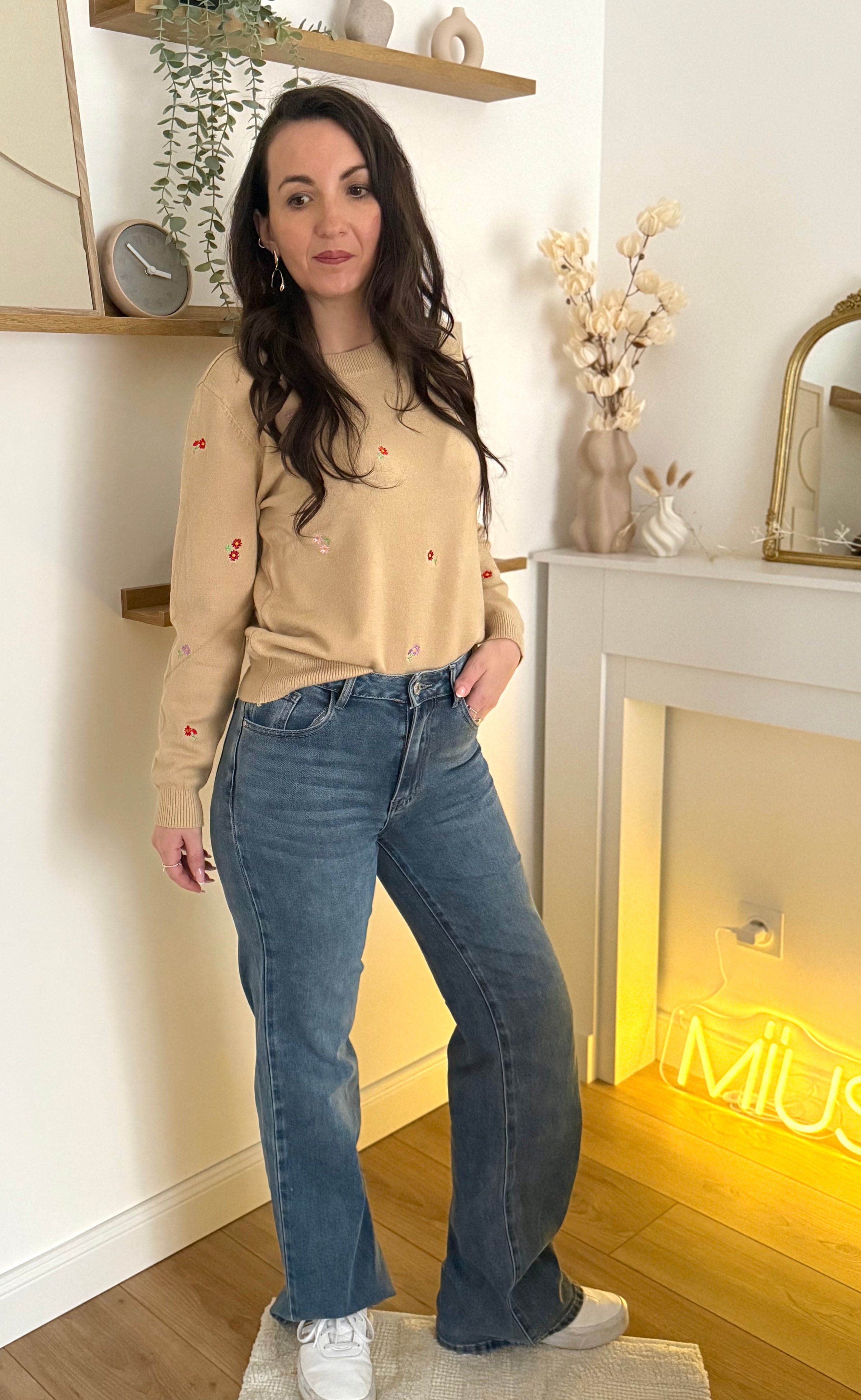 Jean vintage stretch coupe droite ample JEANNE