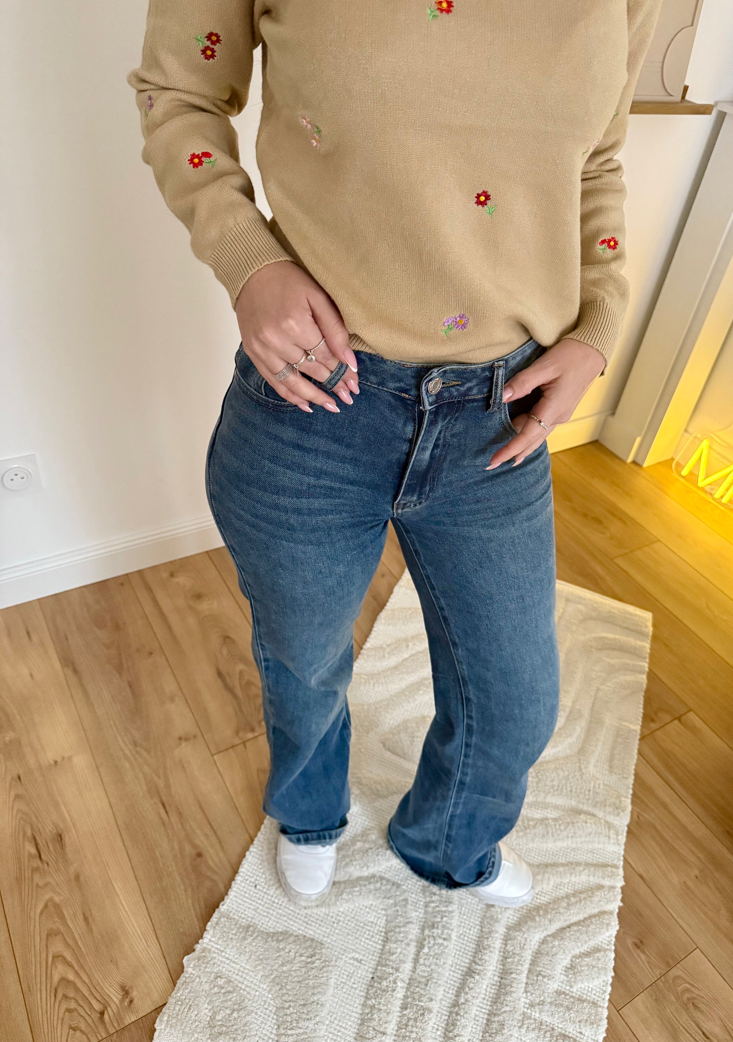 Jean vintage stretch coupe droite ample JEANNE