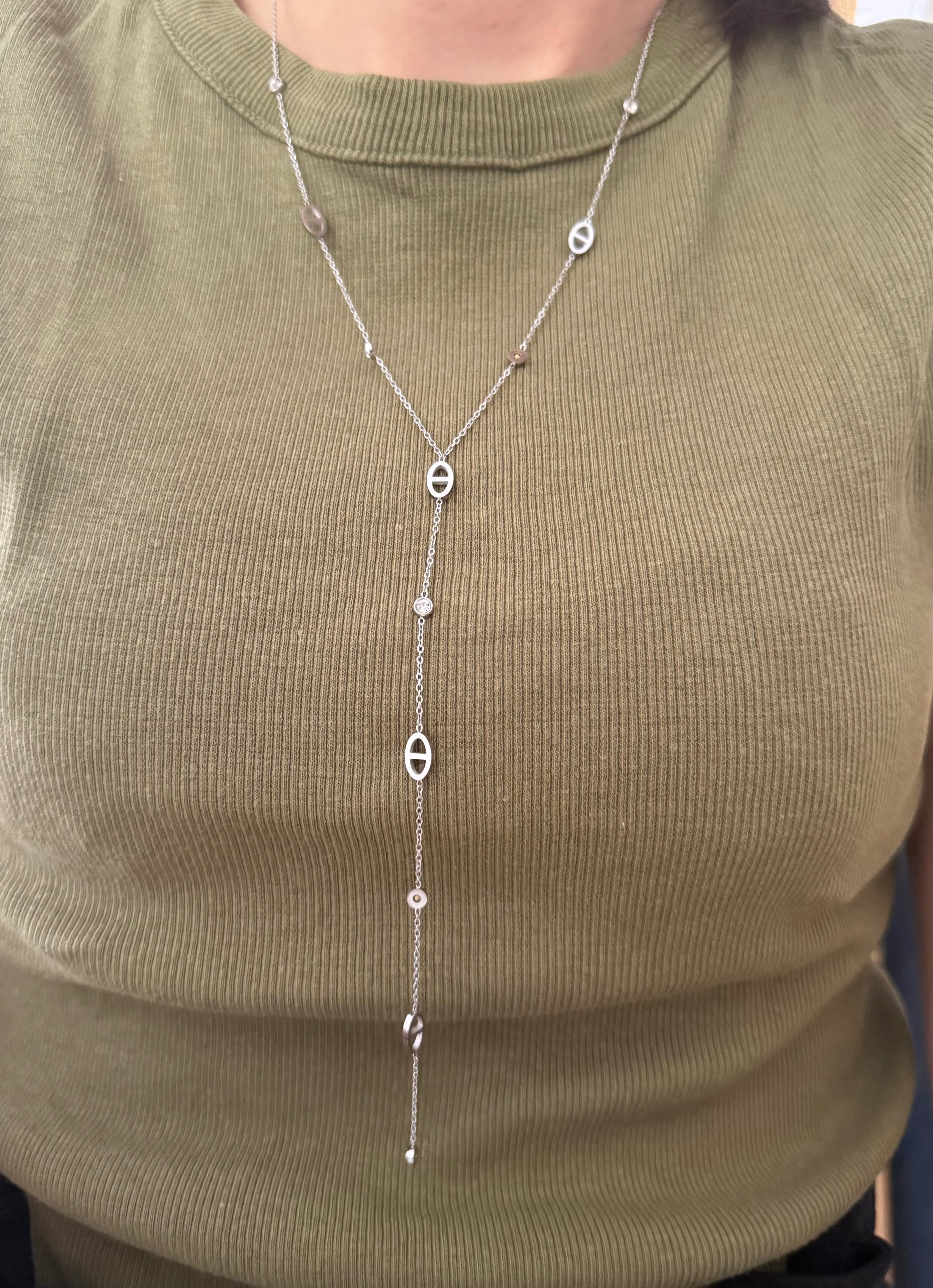 Collier sautoir argenté RACHEL
