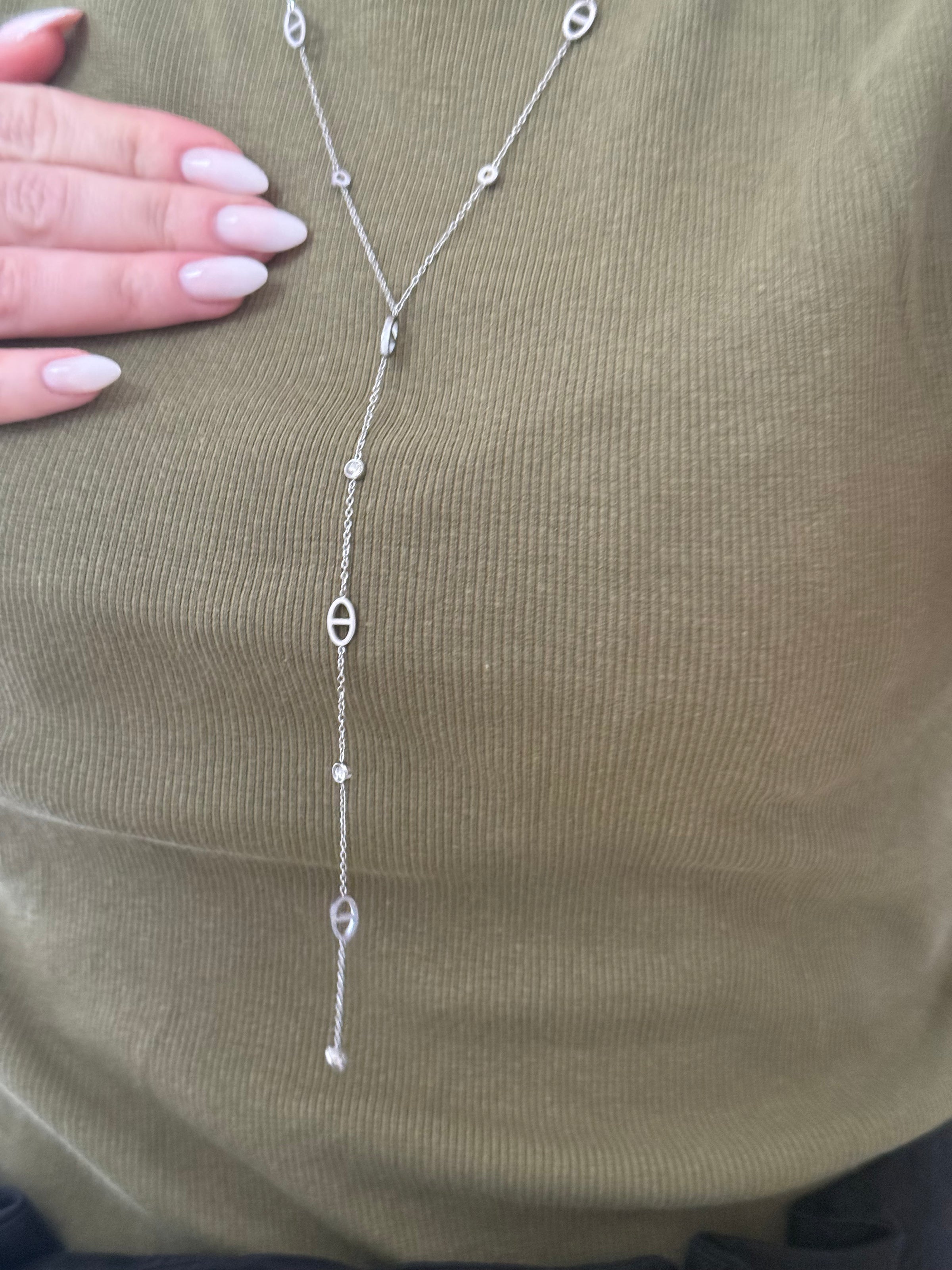 Collier sautoir argenté RACHEL