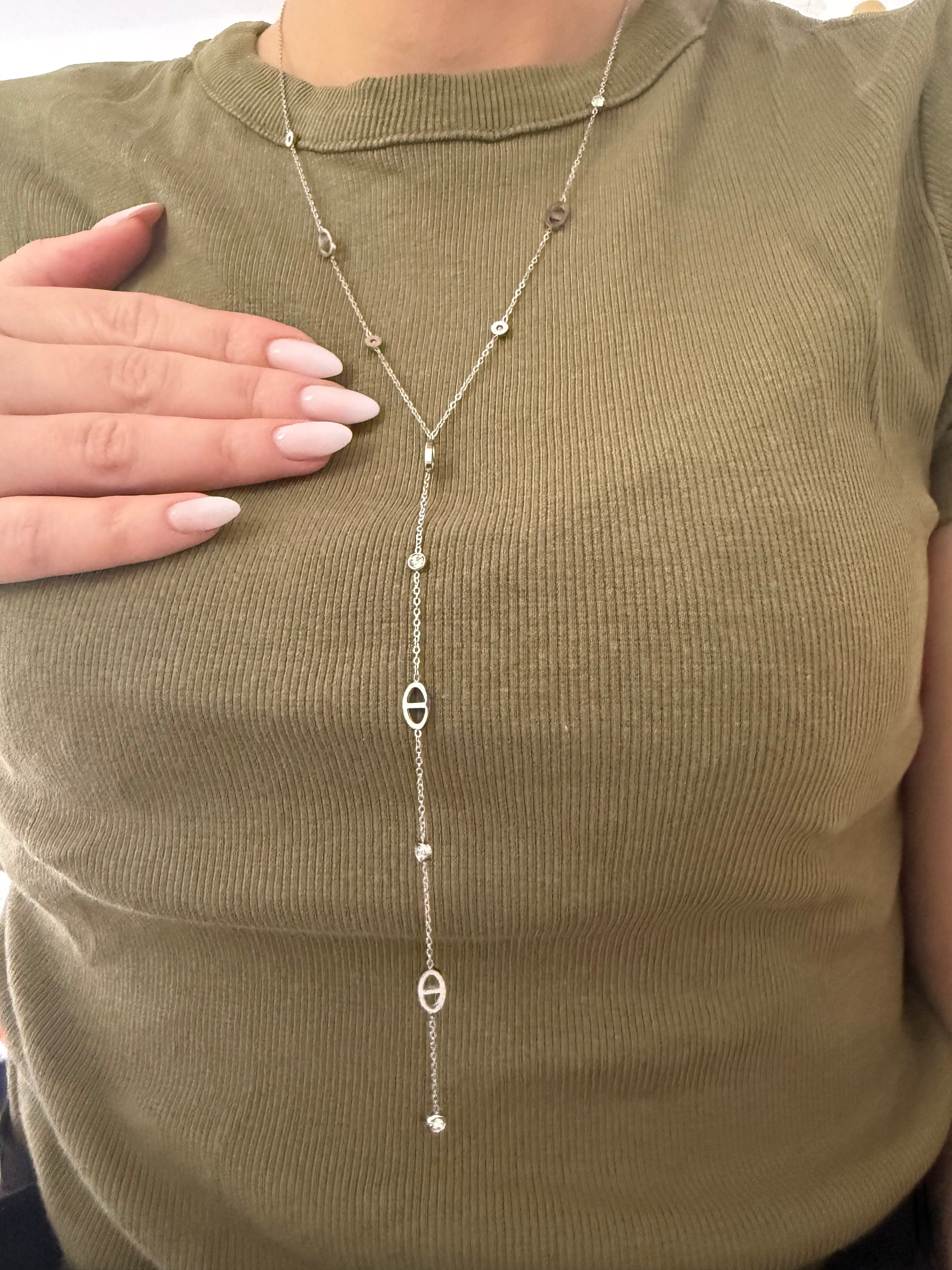 Collier sautoir argenté RACHEL
