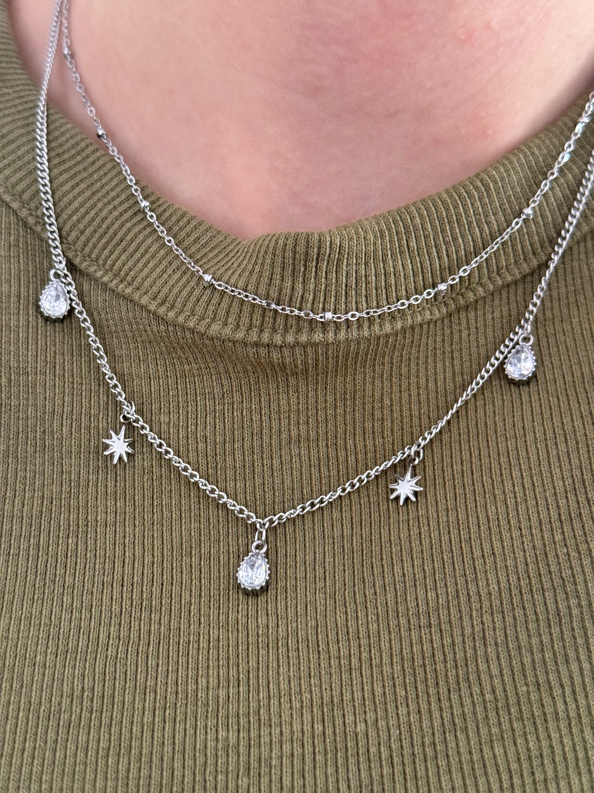Collier double argenté MALOU