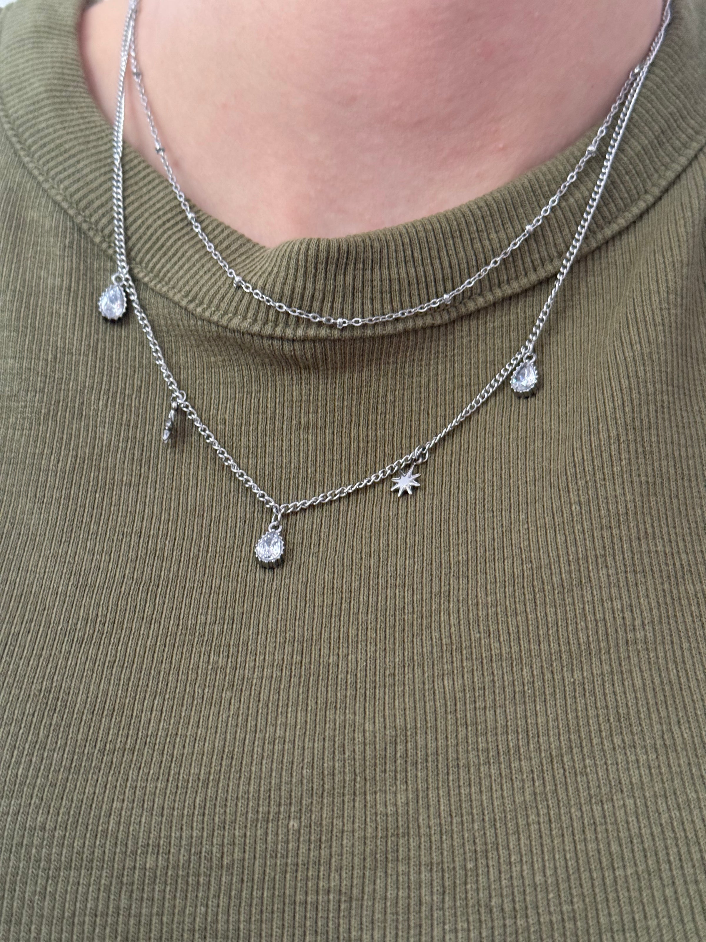 Collier double argenté MALOU