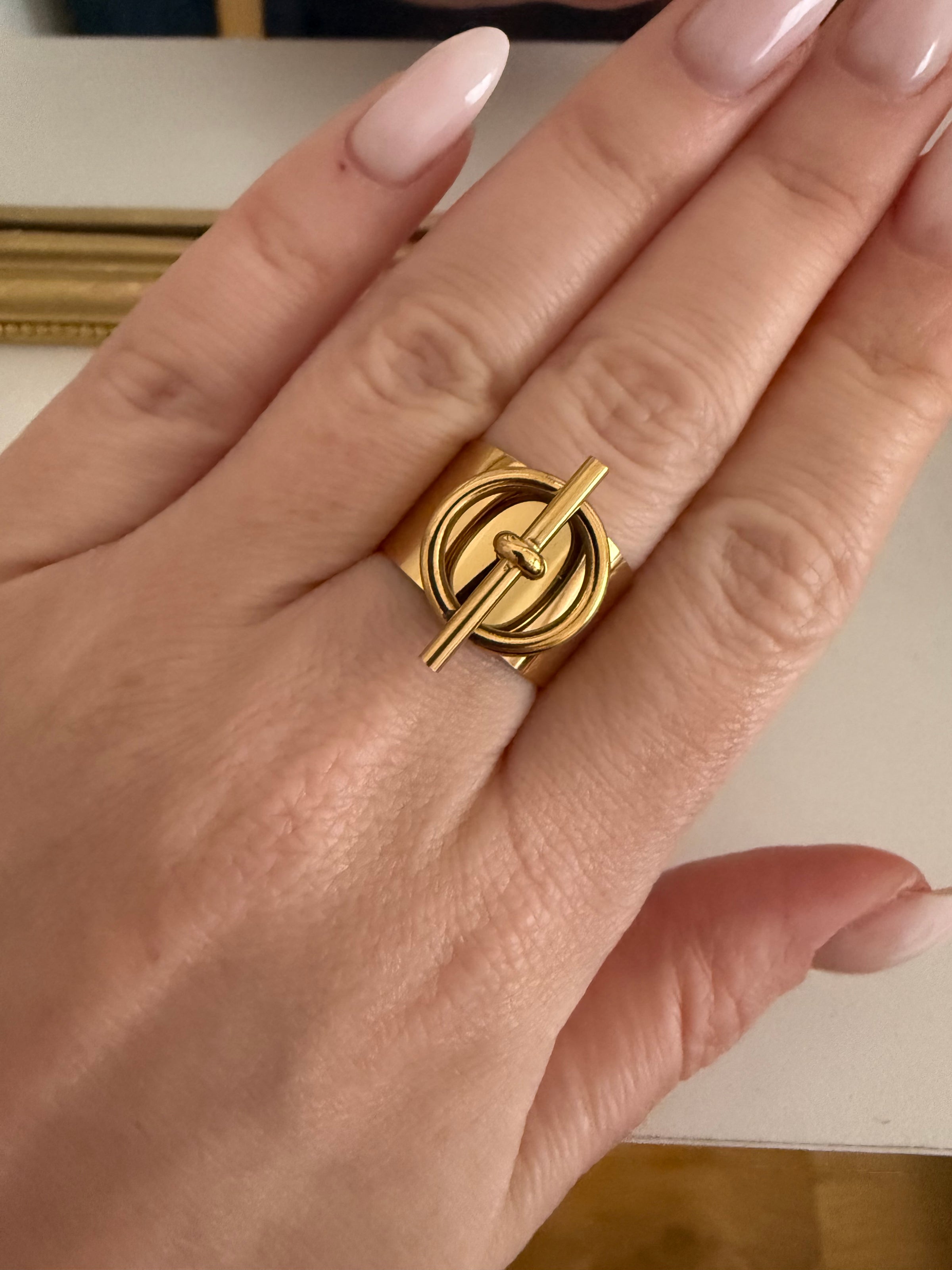 Bague acier doré MADY