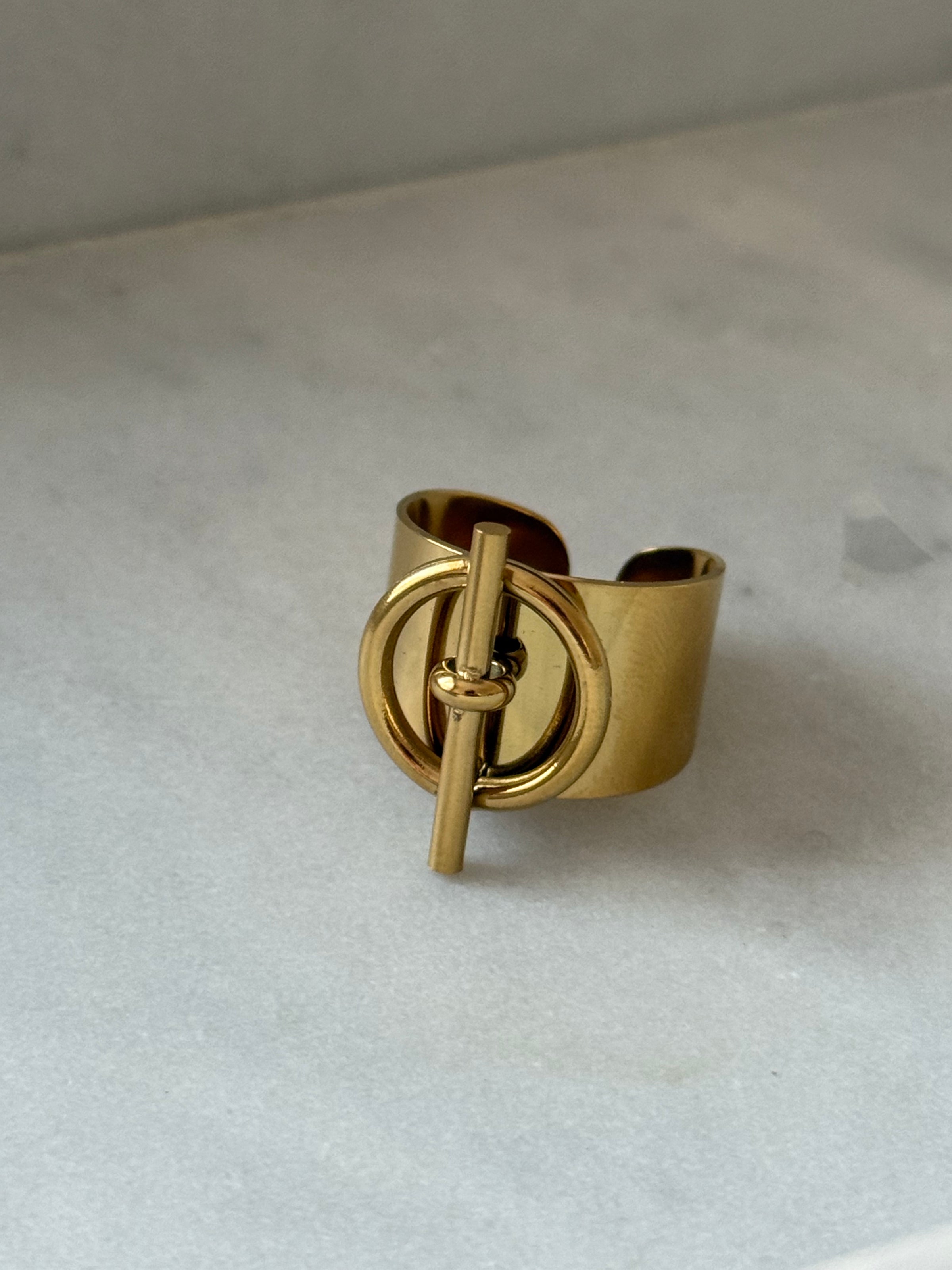 Bague acier doré MADY