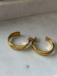 Boucles d'oreilles doubles créoles dorées HORTANCE