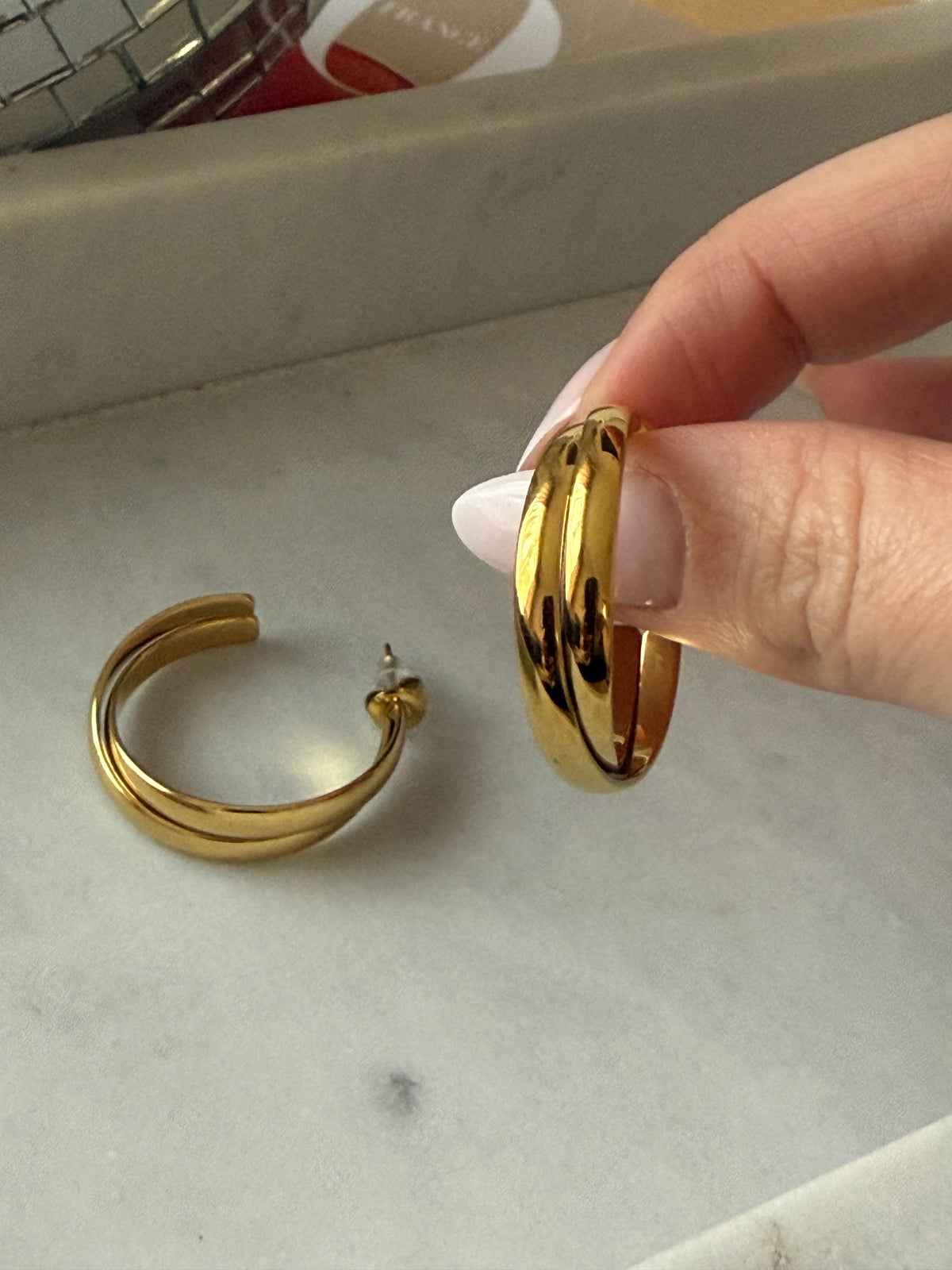 Boucles d'oreilles doubles créoles dorées HORTANCE