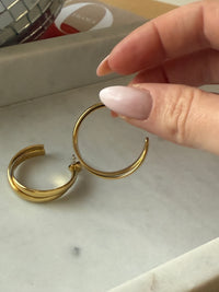 Boucles d'oreilles doubles créoles dorées HORTANCE