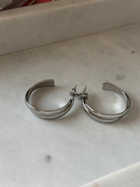 Boucles d'oreilles doubles créoles argentées HORTANCE