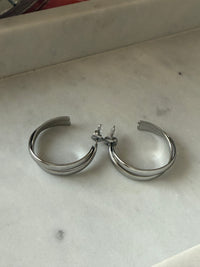 Boucles d'oreilles doubles créoles argentées HORTANCE