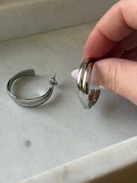 Boucles d'oreilles doubles créoles argentées HORTANCE