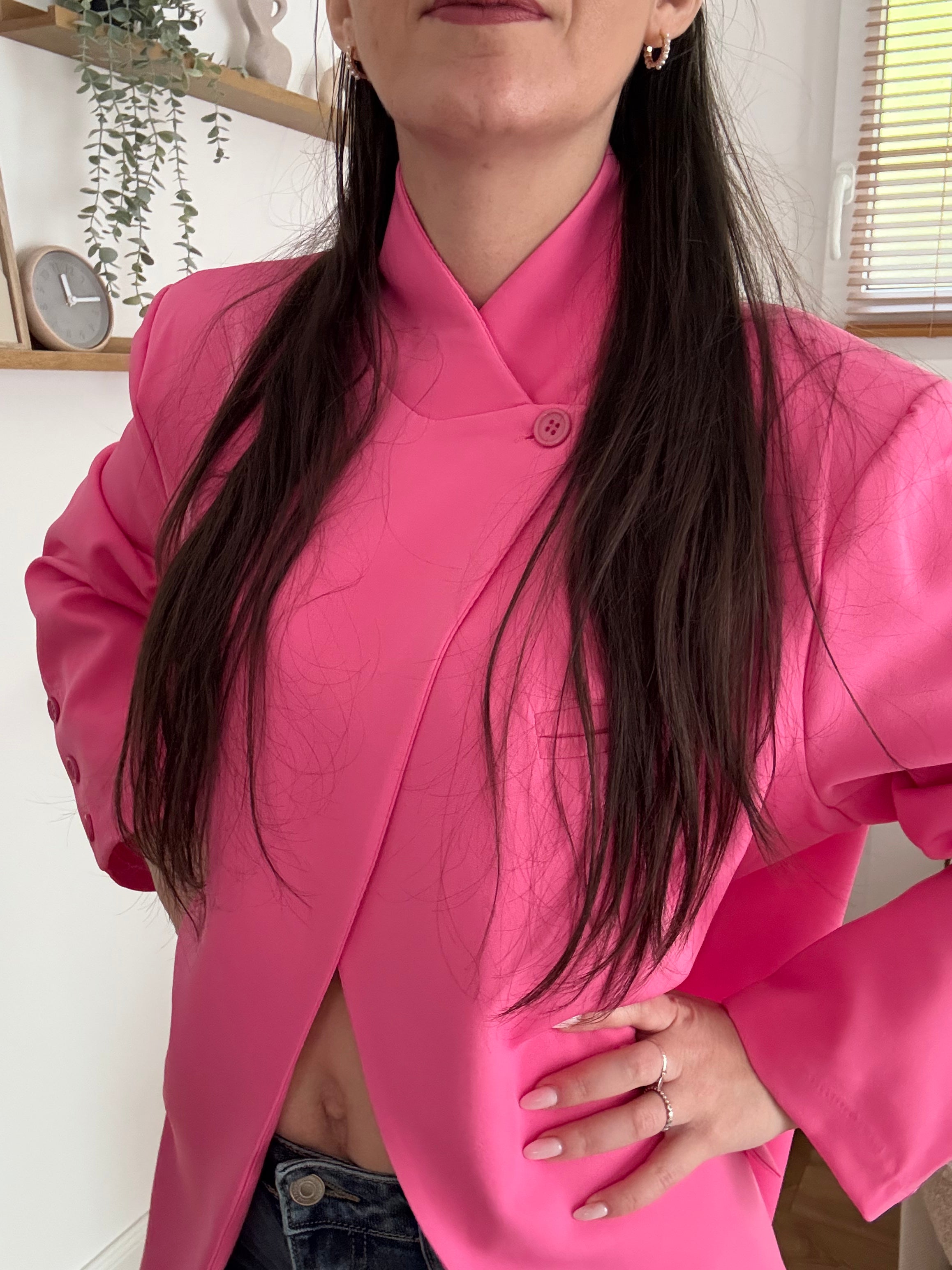 Blazer croisé oversize CÉLINE rose