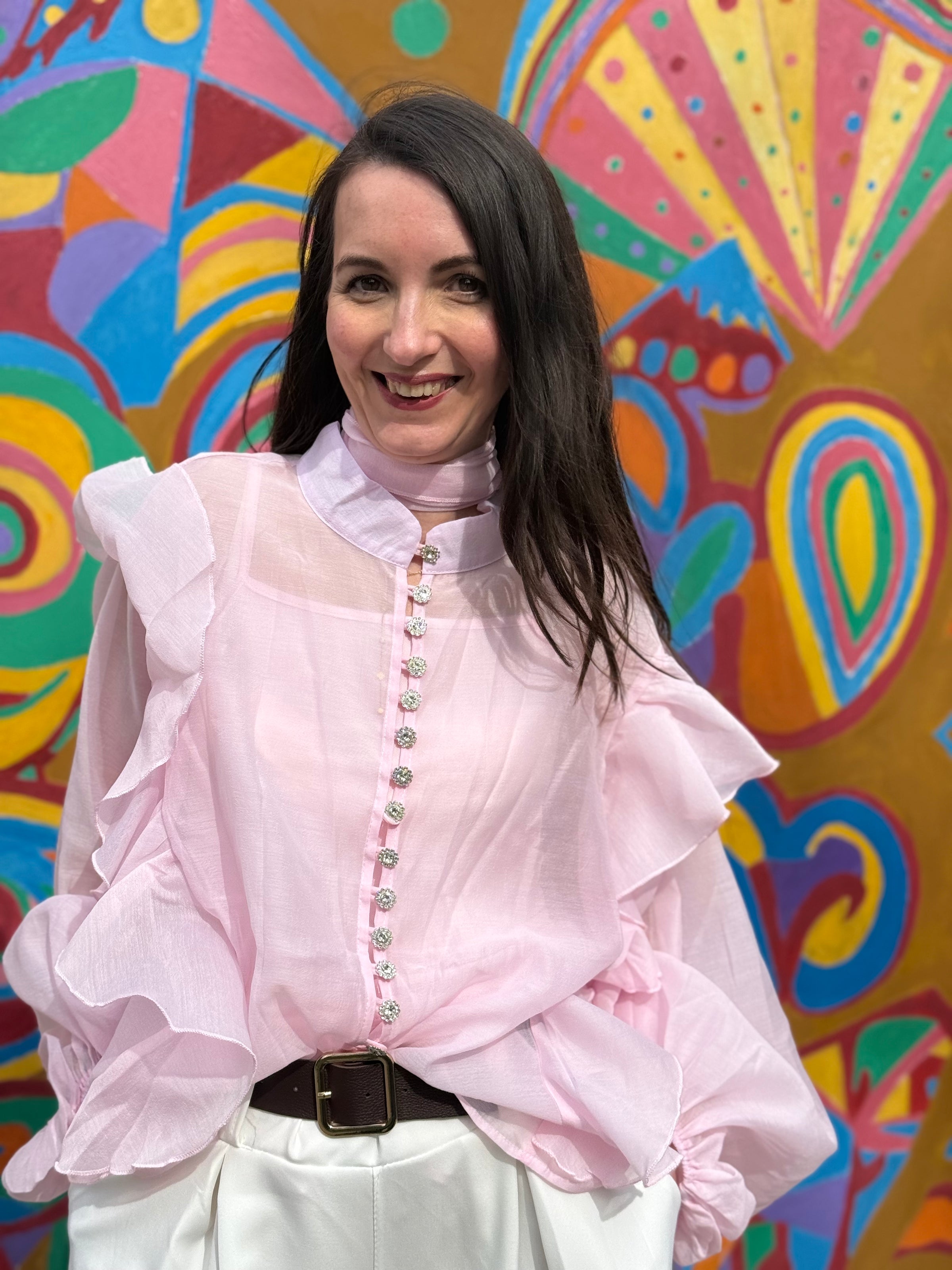Blouse boutonnée rose CLARA