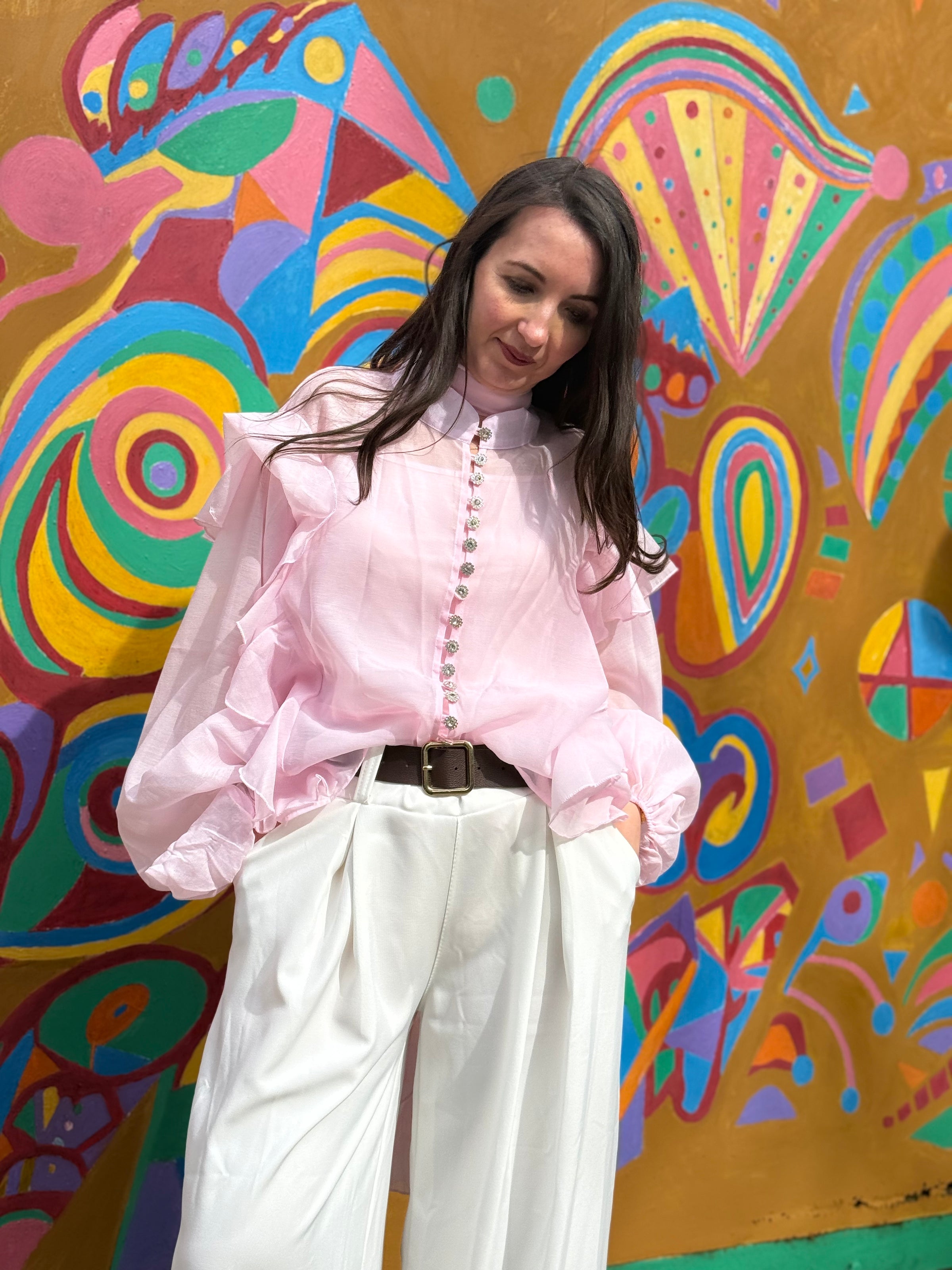 Blouse boutonnée rose CLARA