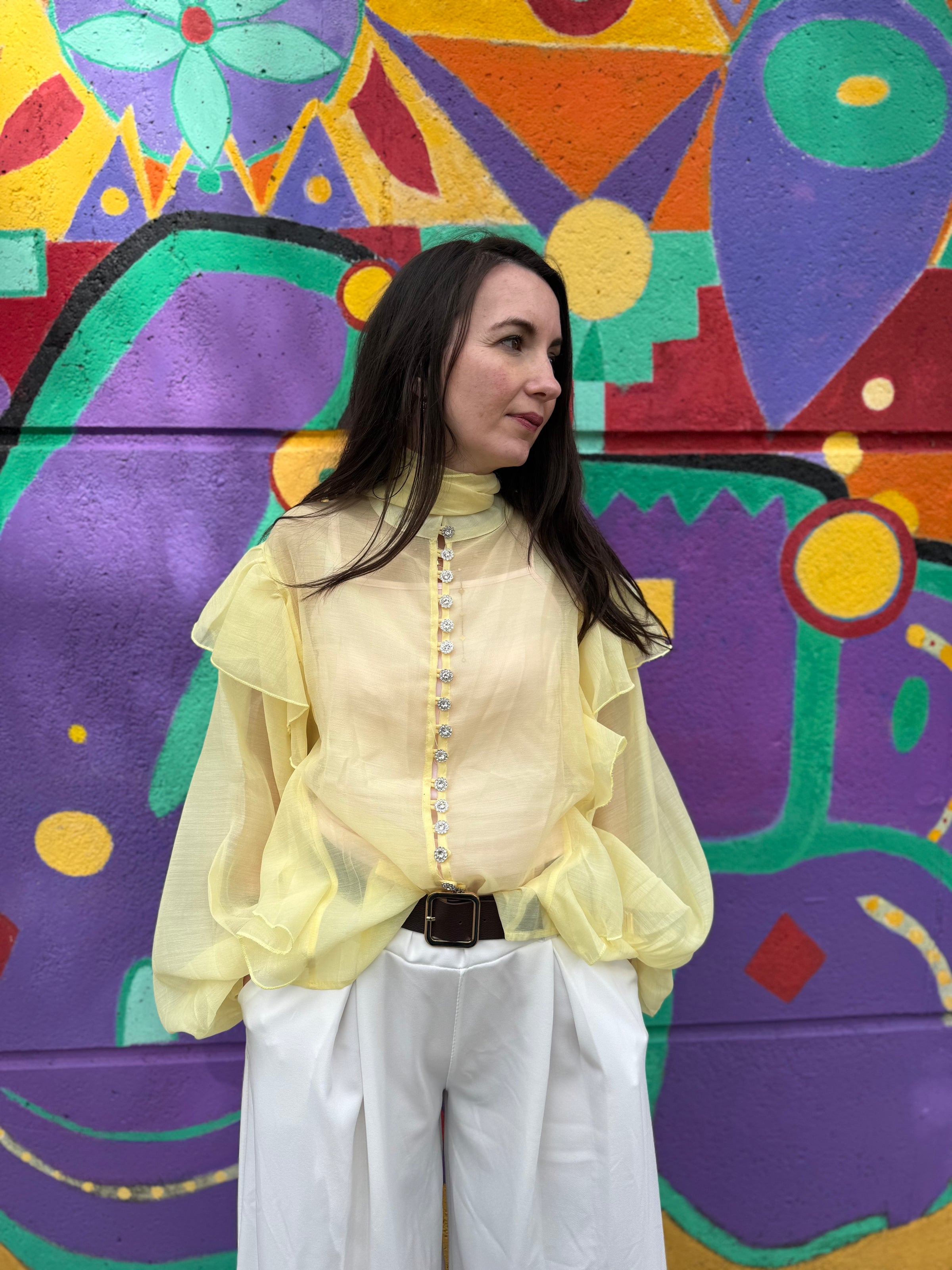 Blouse boutonnée jaune CLARA