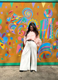 Pantalon palazzo avec ceinture LÉONARDO Blanc