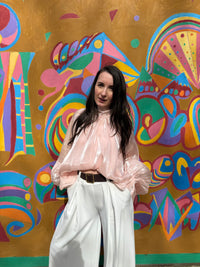 Blouse rose poudrée irisée  CARMEN