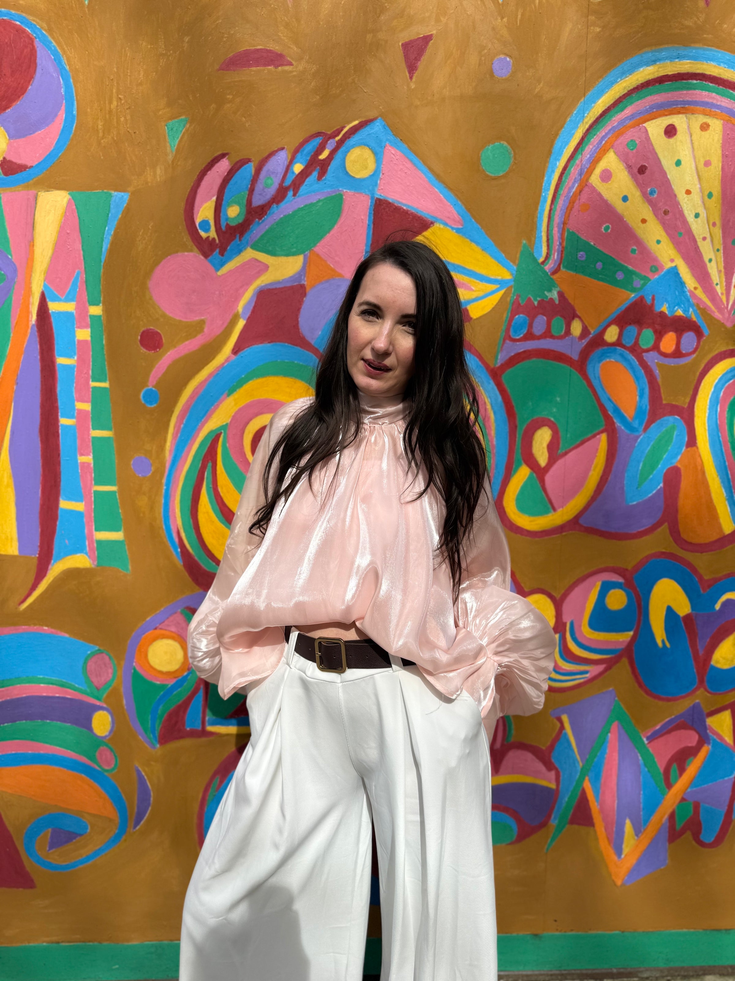 Blouse rose poudrée irisée  CARMEN