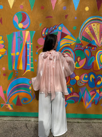 Blouse rose poudrée irisée  CARMEN
