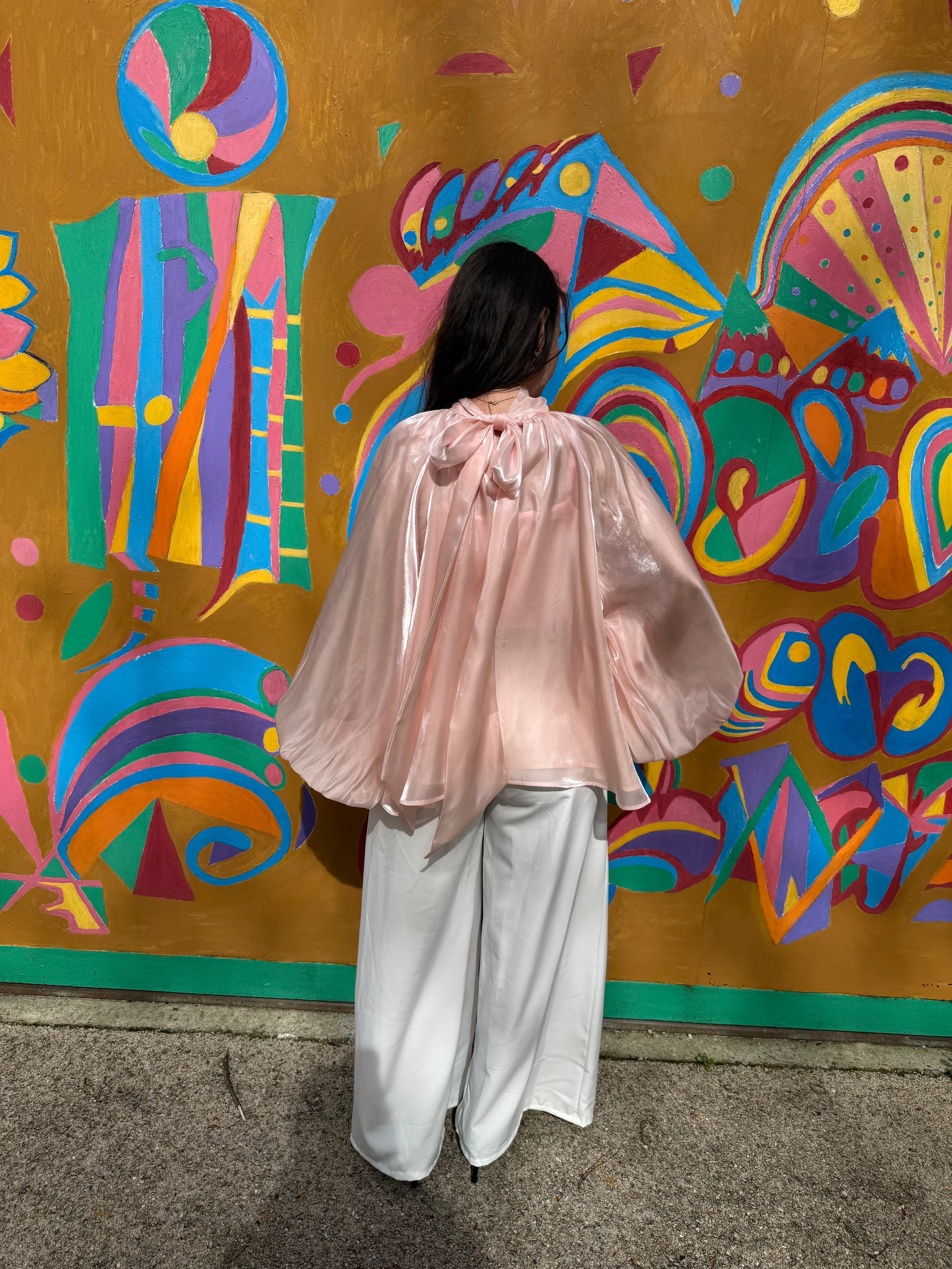 Blouse rose poudrée irisée  CARMEN