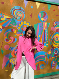Blazer croisé oversize CÉLINE rose