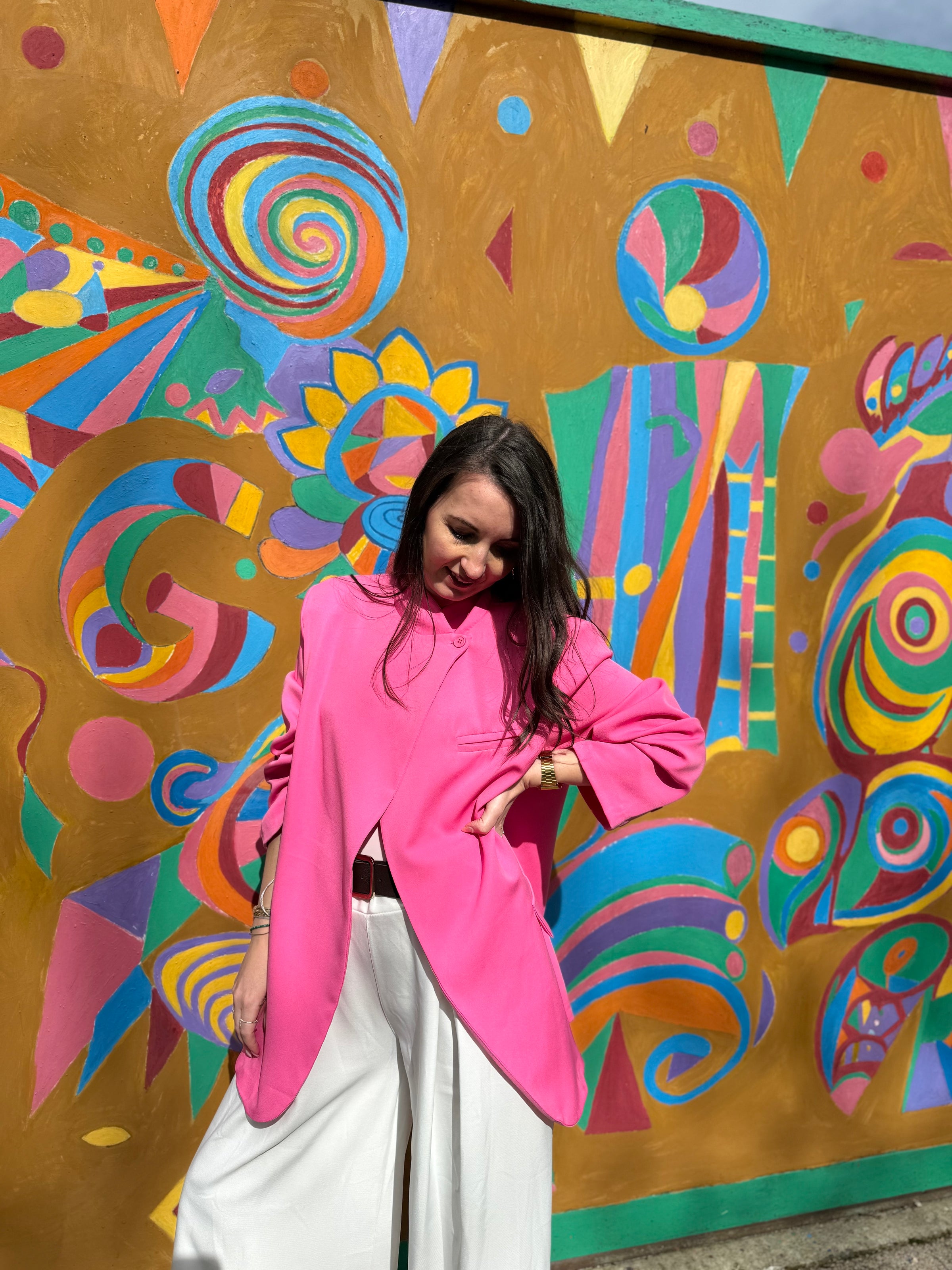 Blazer croisé oversize CÉLINE rose