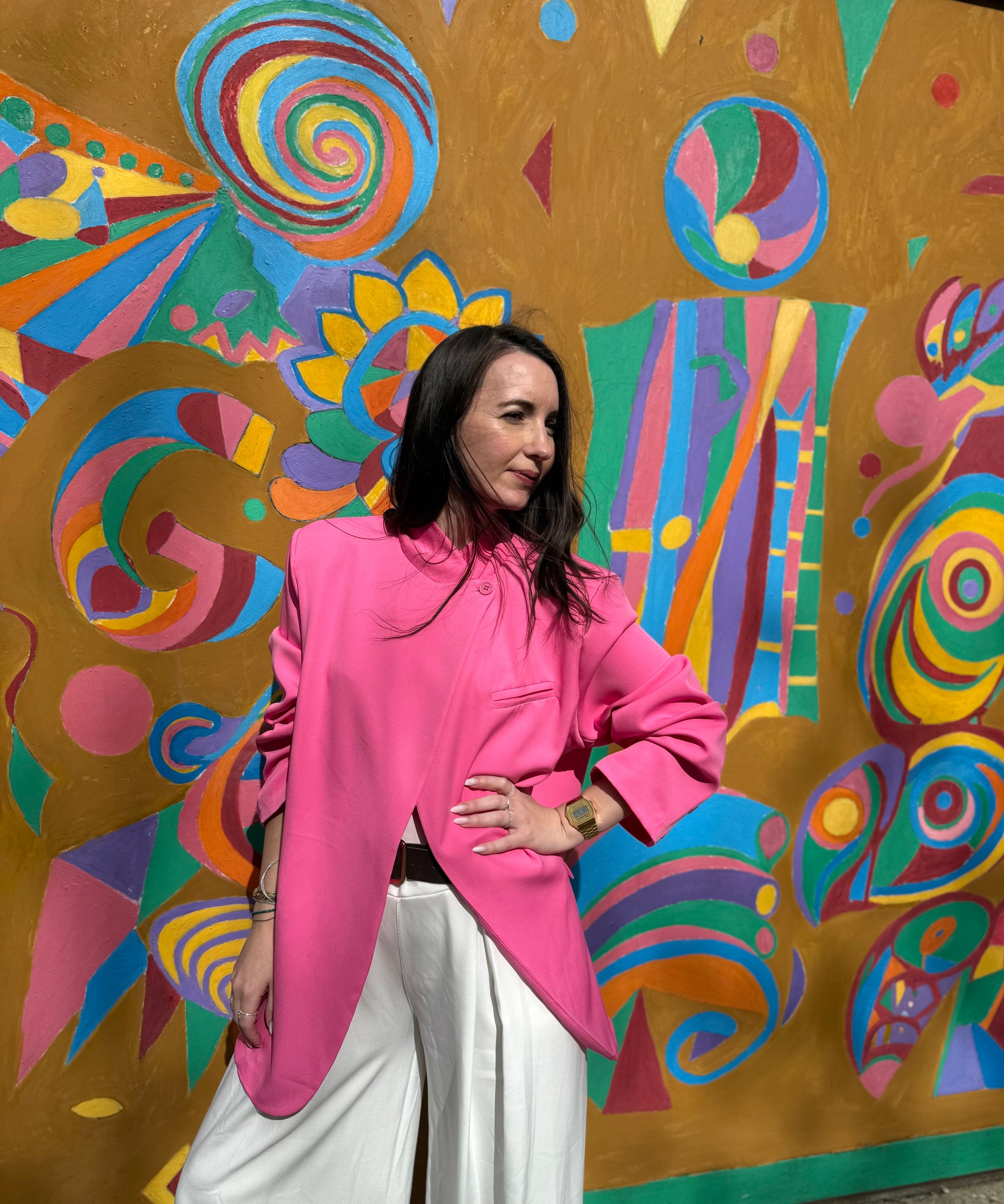 Blazer croisé oversize CÉLINE rose