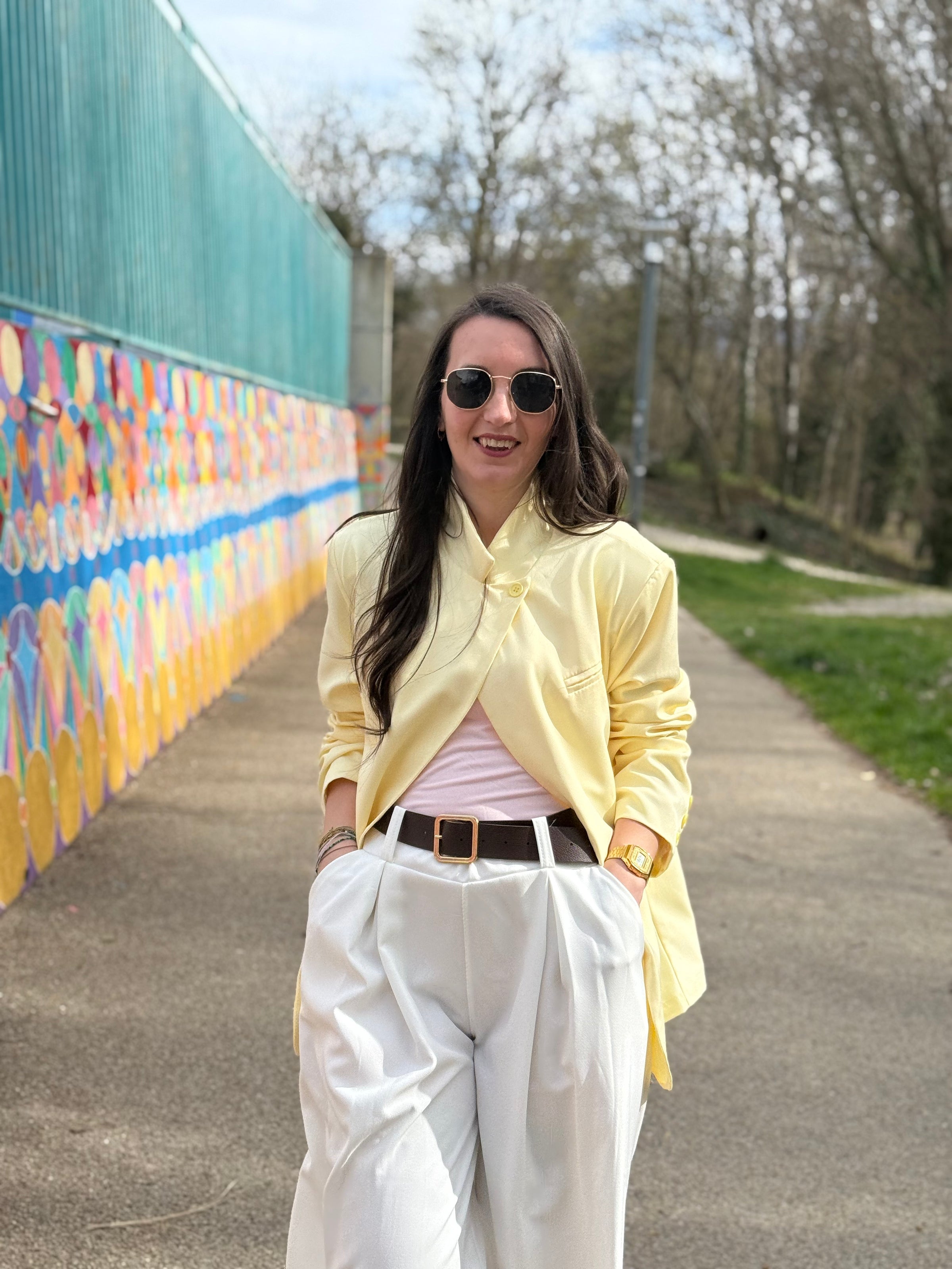 Blazer croisé oversize CÉLINE jaune