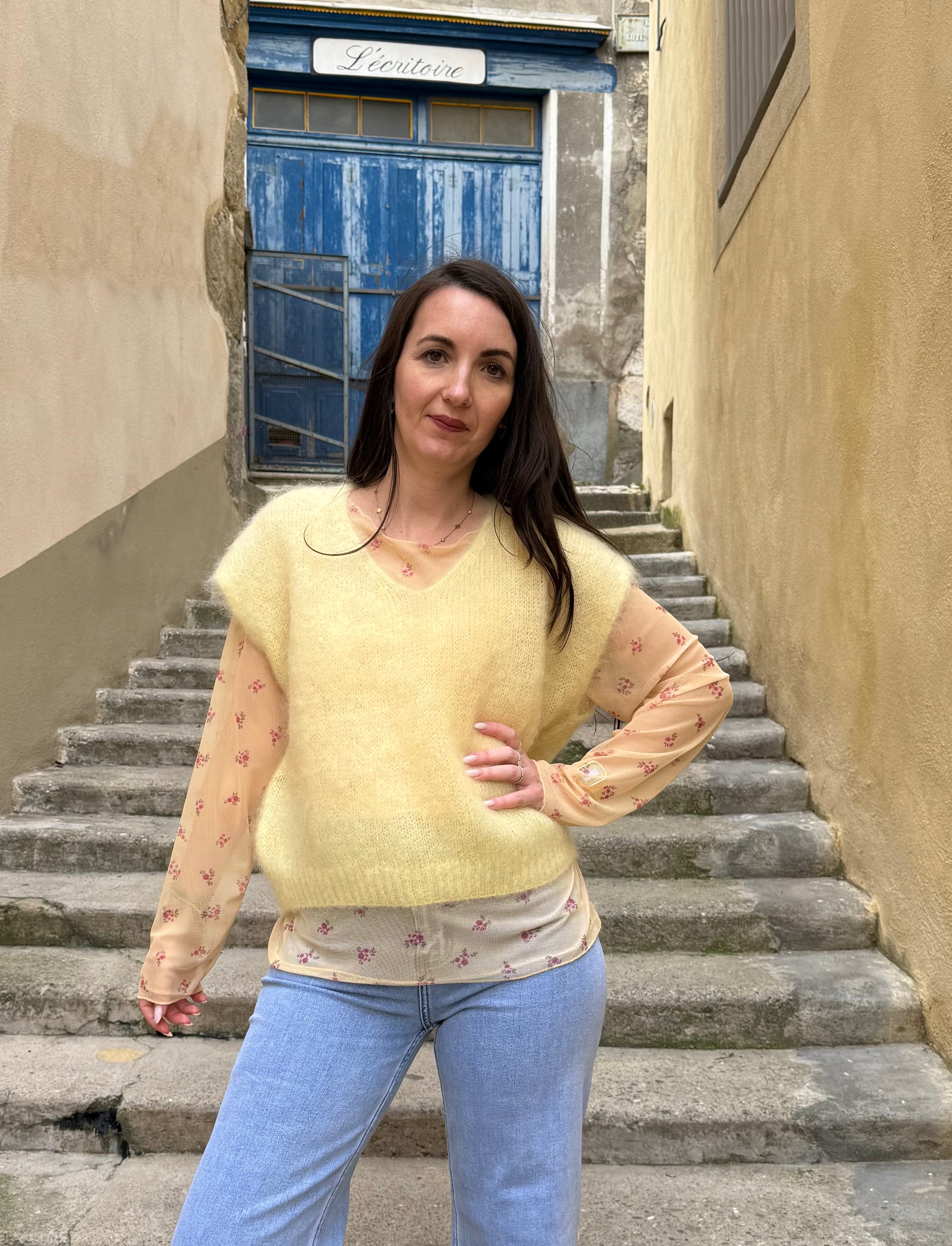 Pull sans manche jaune NICCOLO