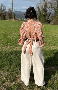 Pantalon palazzo avec ceinture LÉONARDO Écru